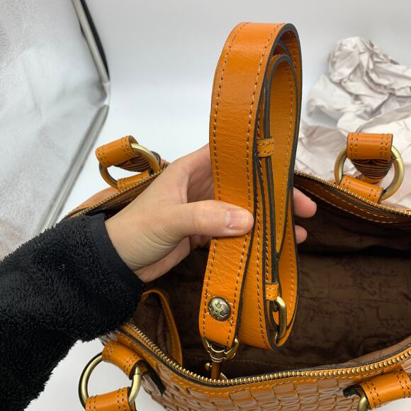 Patricia Nash Discovery Washed Woven Augusta Satchel Sun Orange Color - Picture 15 of 15